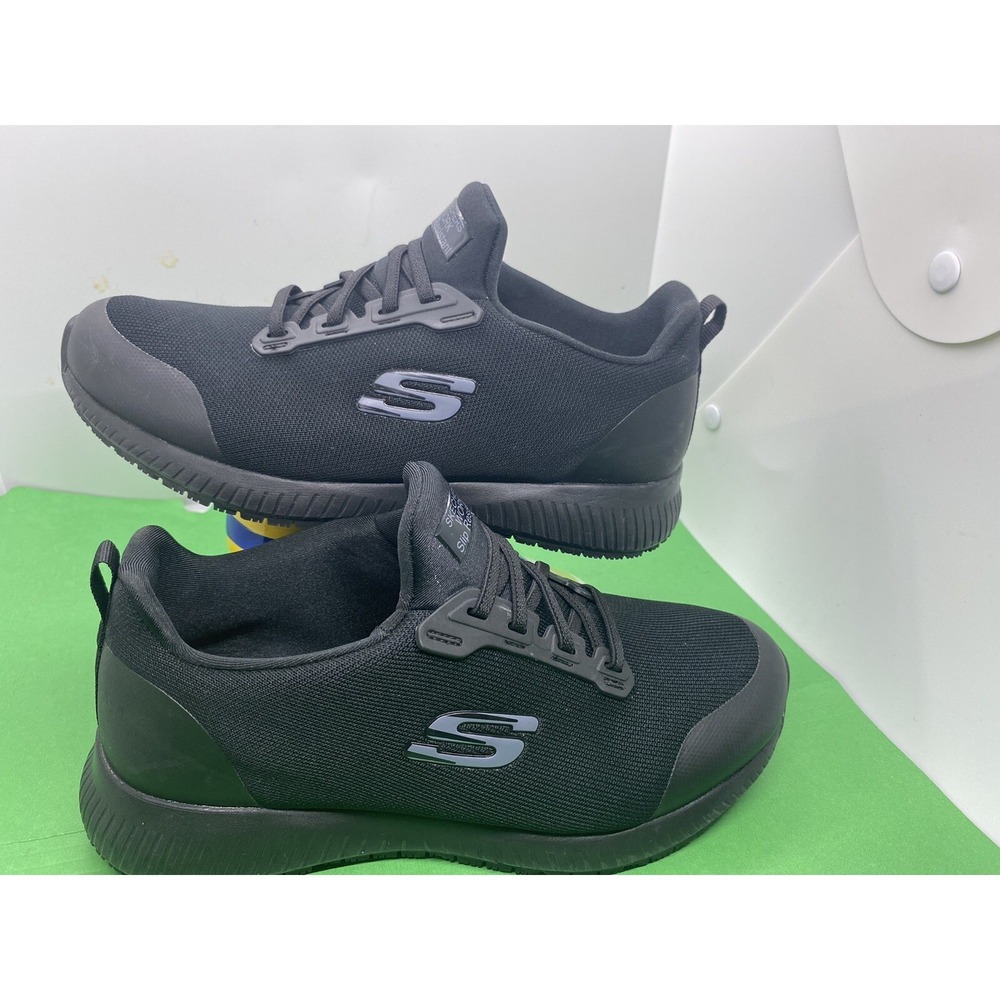Skechers Squad SR Black Slip Resistant Work Shoes Womens 8W 77222 Sneaker